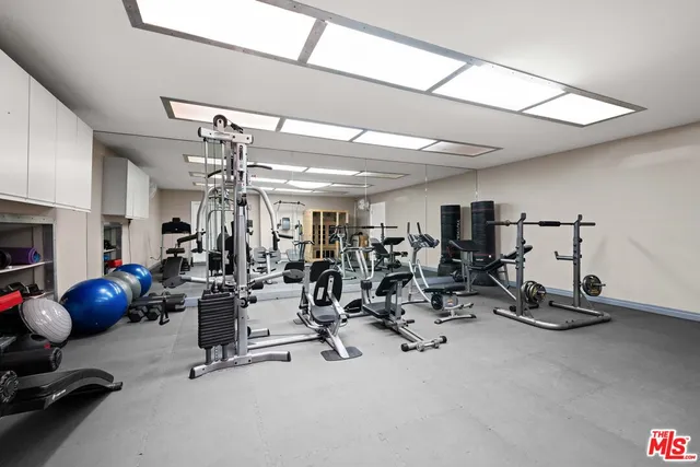 a view of a room with gym equipment