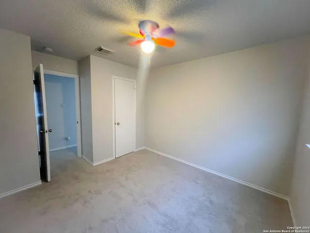 an empty room with painted walls