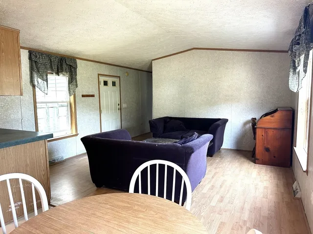 a living room with furniture rug and window