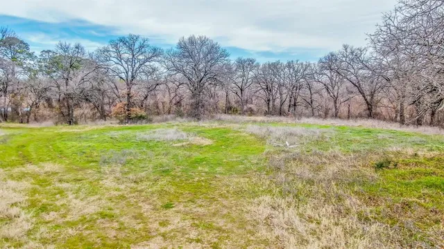 a backyard of a house with lots of green space and deers