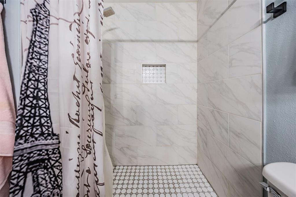 18631 San Rio Circle Lutz, FL 33549 - Photo 27 of 39 a bathroom with a shower curtain