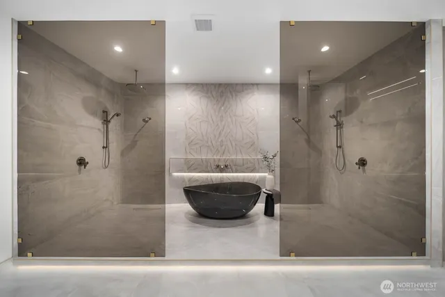 a bathroom with a shower