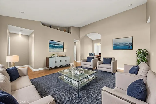 a living room with furniture and a couch