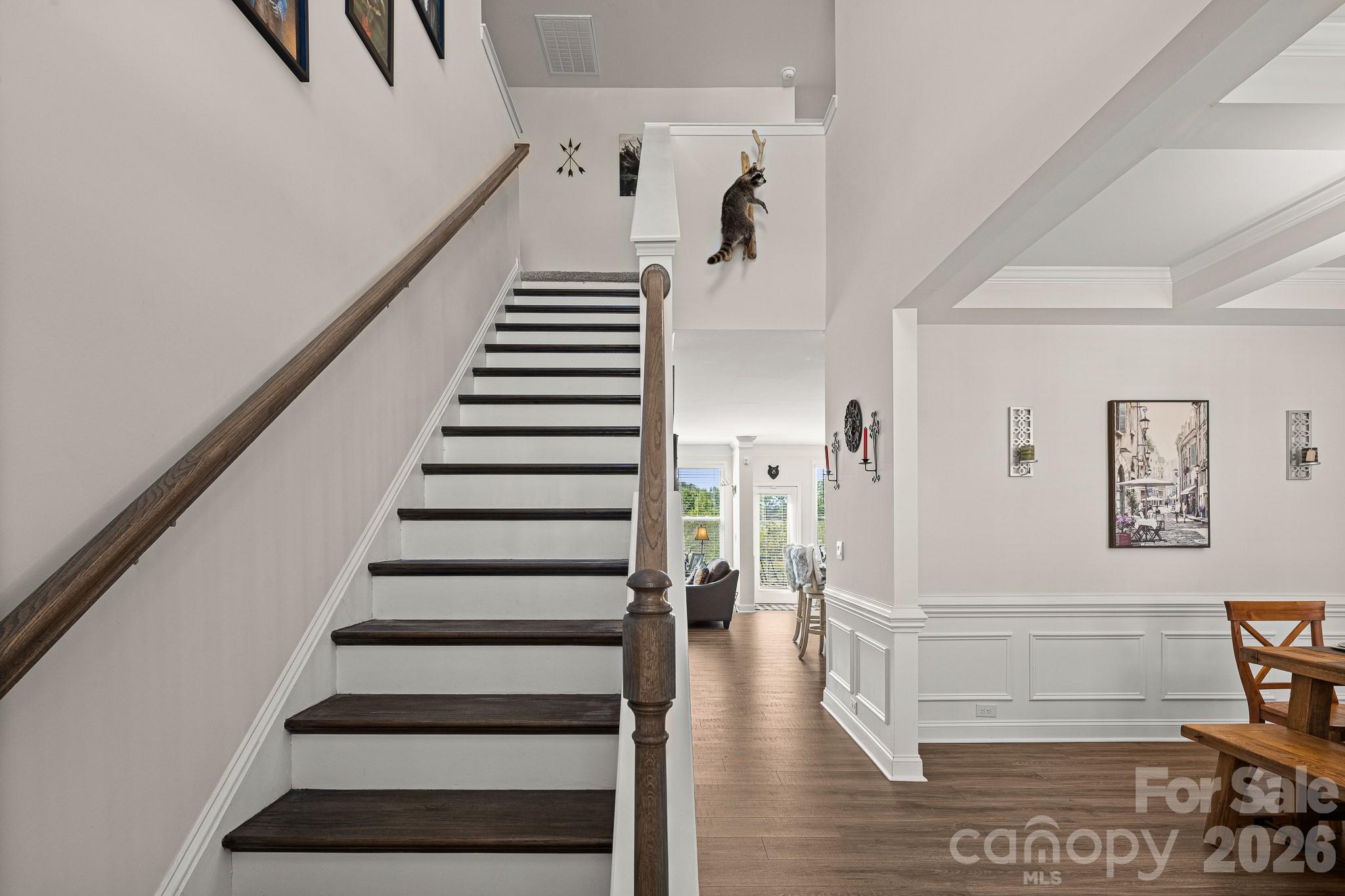 199 Fox Cove Road Hendersonville, NC 28792 - Photo 5 of 48 a view of entryway with stairs and wooden floor