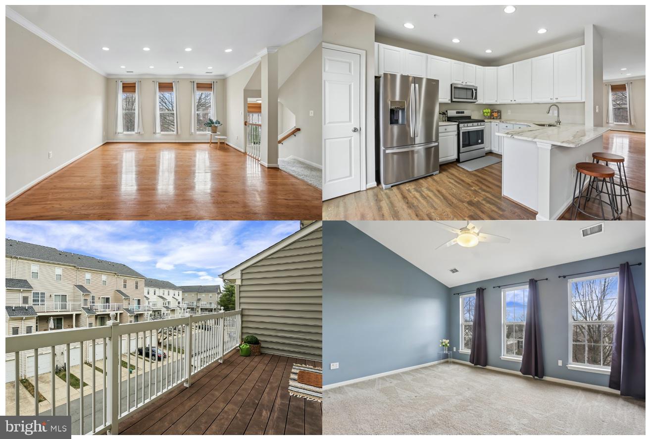a view of kitchen and kitchen with stainless steel appliances wooden floor