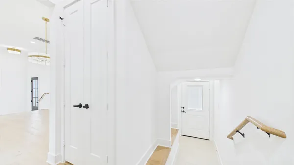 a view of a room with a window