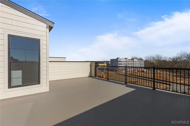 a view of a terrace with city view