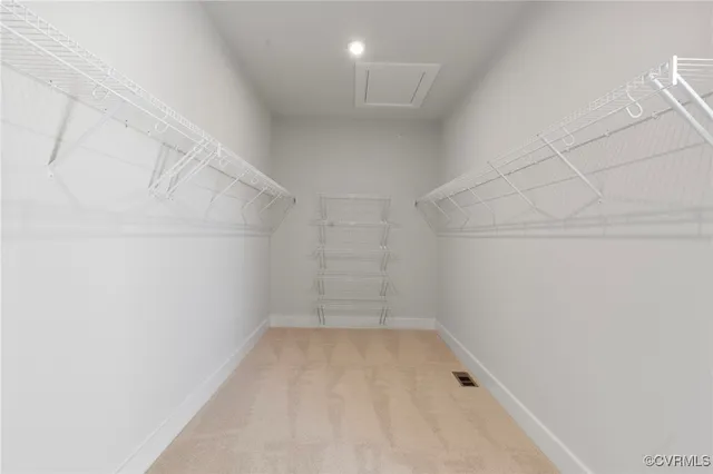 a view of a room with racks on the wall