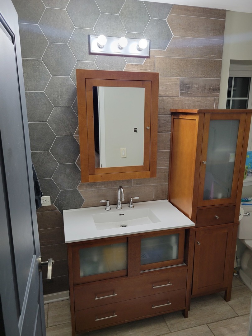 515 Surrey Ridge Drive Cary, IL 60013 - Photo 53 of 71 a bathroom with a sink a mirror and a vanity