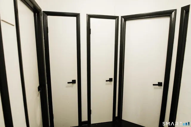 a view of a glass door