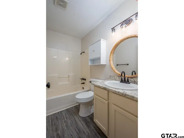 a bathroom with a toilet a sink and mirror
