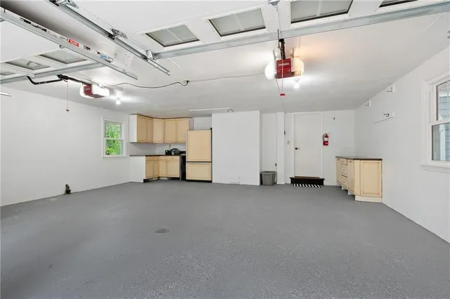 a view of a garden with a outdoor space