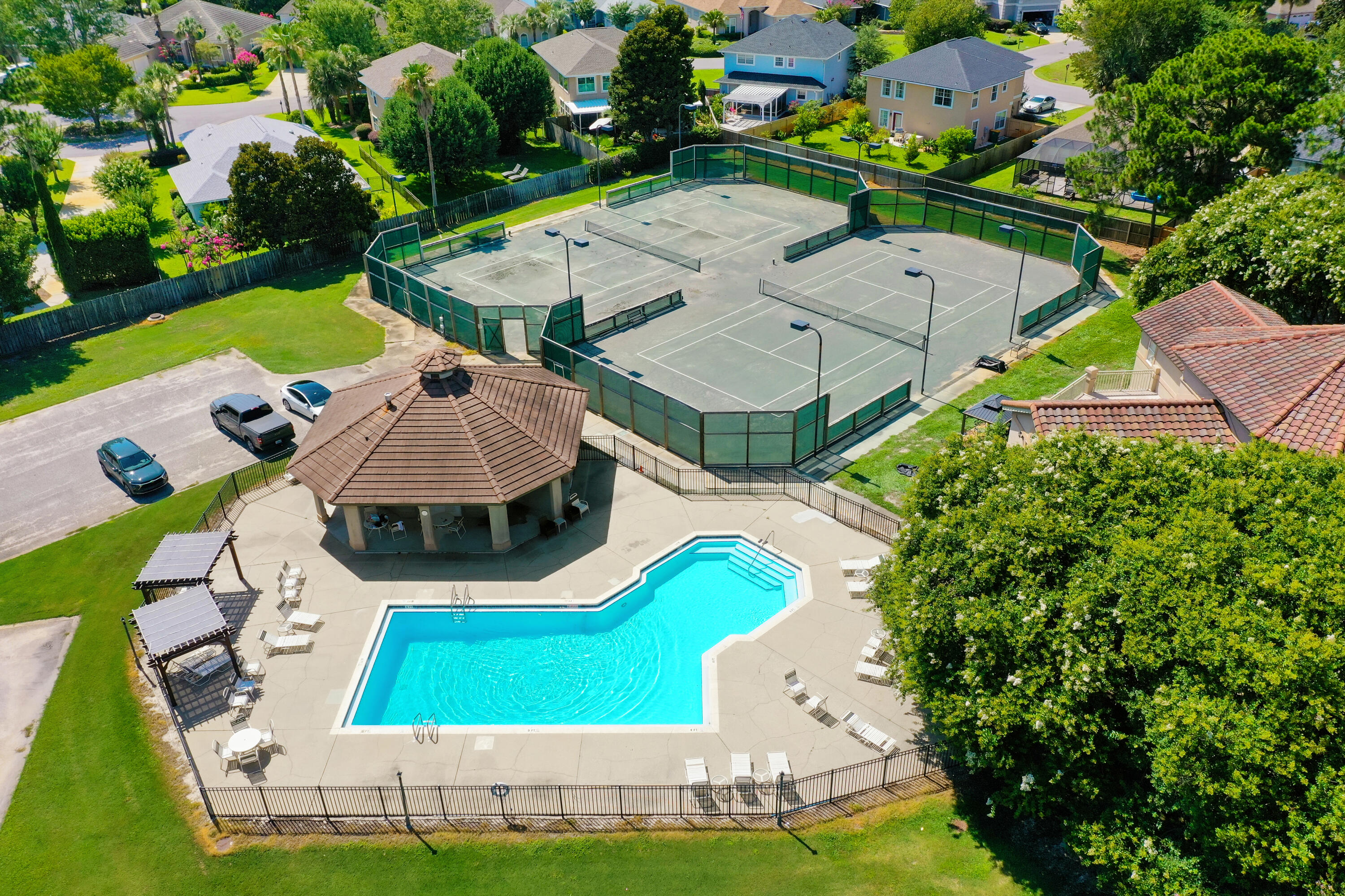 96 Garnet Place Destin, FL 32541 - Photo 85 of 90 an aerial view of residential house with outdoor space and swimming pool