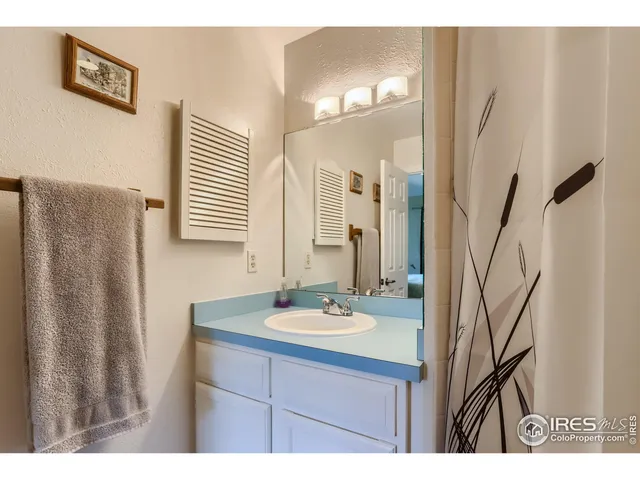 a bathroom with a sink a mirror and a shower