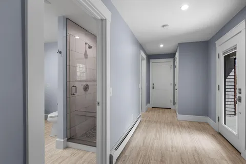 a view of an entryway with a window