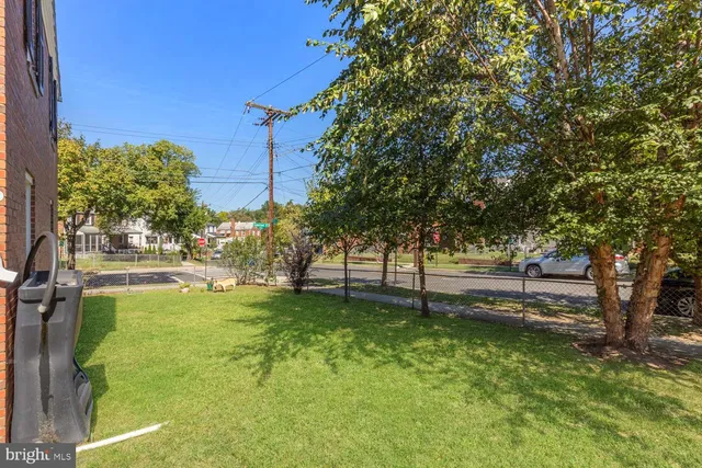 a view of a yard with a tree