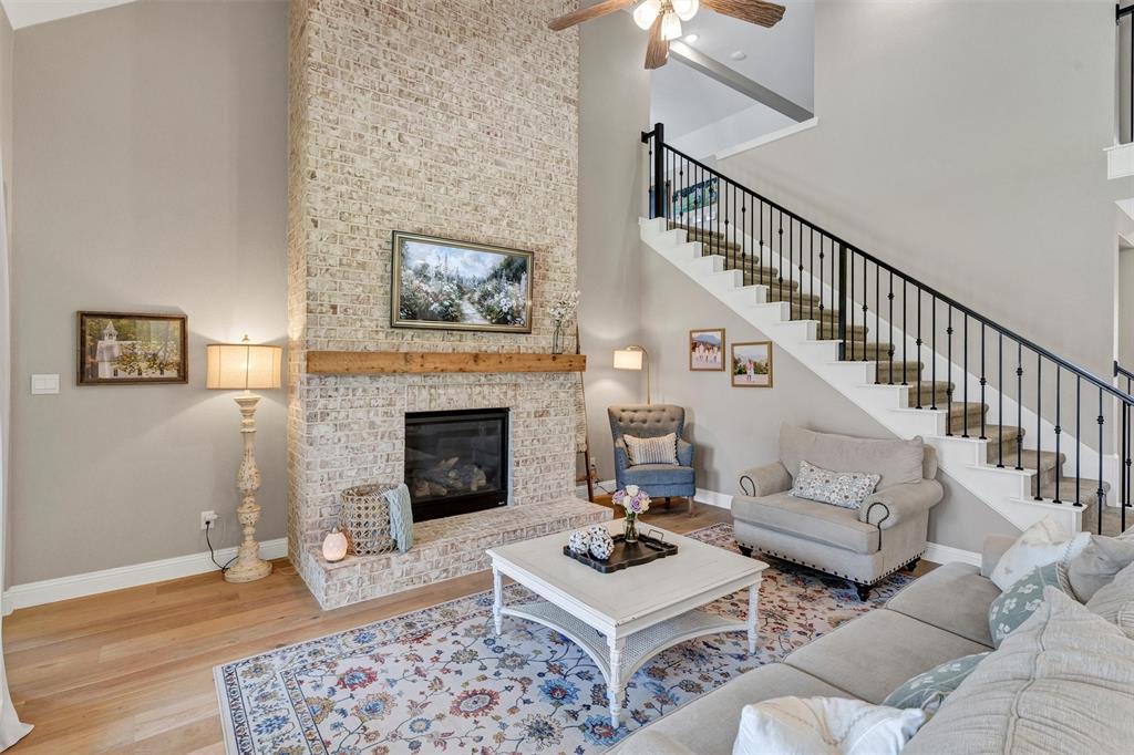 136 Derrett Lane Rhome, TX 76078 - Photo 17 of 40 a living room with furniture a fireplace and a table