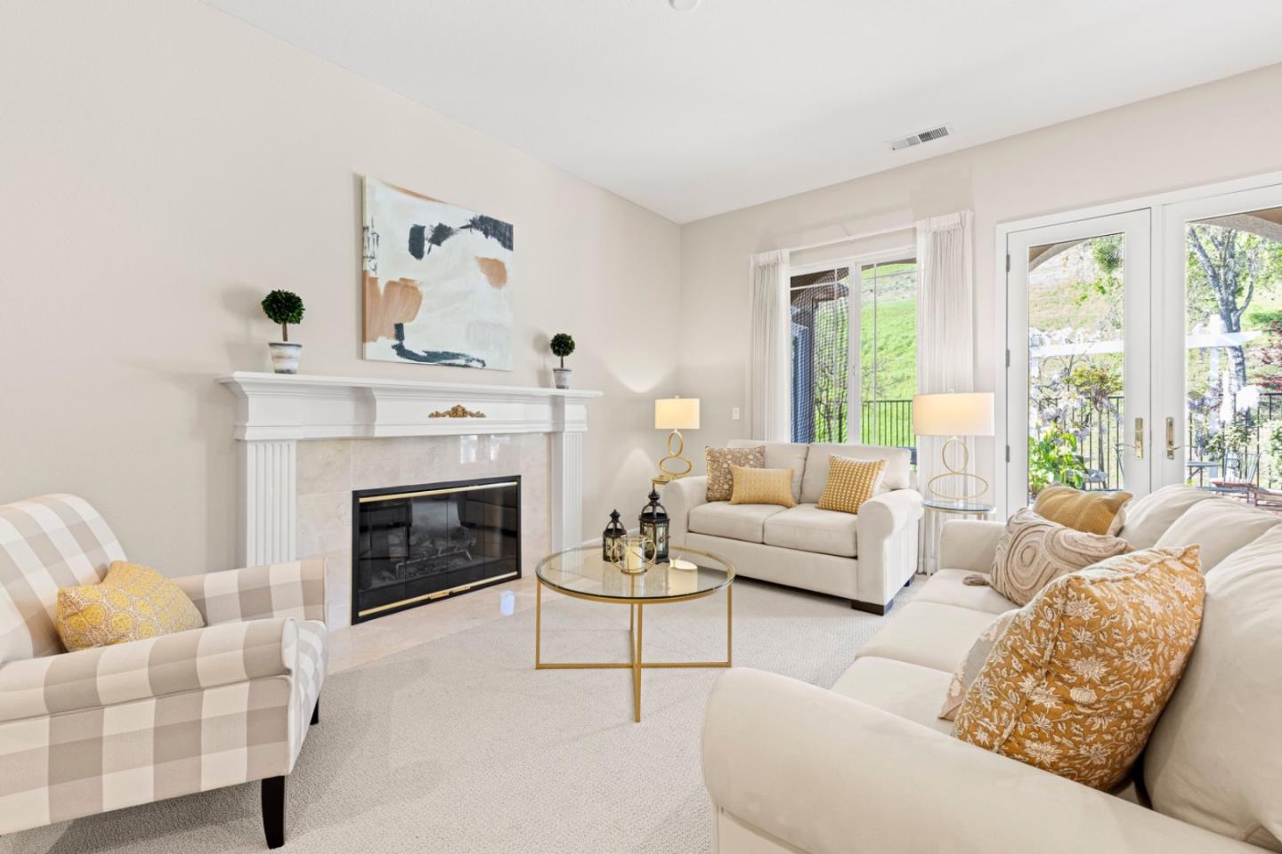 7071 Eagle Ridge Drive Gilroy, CA 95020 - Photo 12 of 72 a living room with furniture a fireplace and a large window