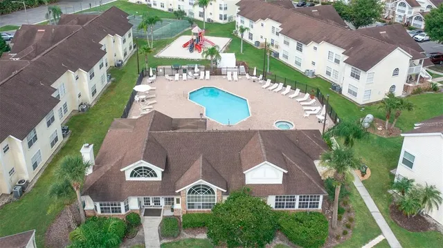 an aerial view of a house