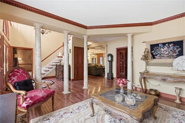 a living room with furniture