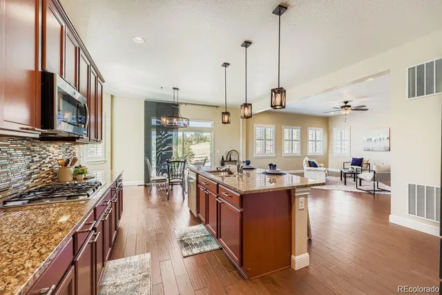 a kitchen with lots of counter space