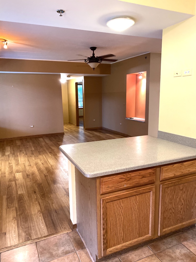 2321 183rd Street, Unit 101 Homewood, IL 60430 - Photo 12 of 27 a kitchen with kitchen island a sink a stove and a window