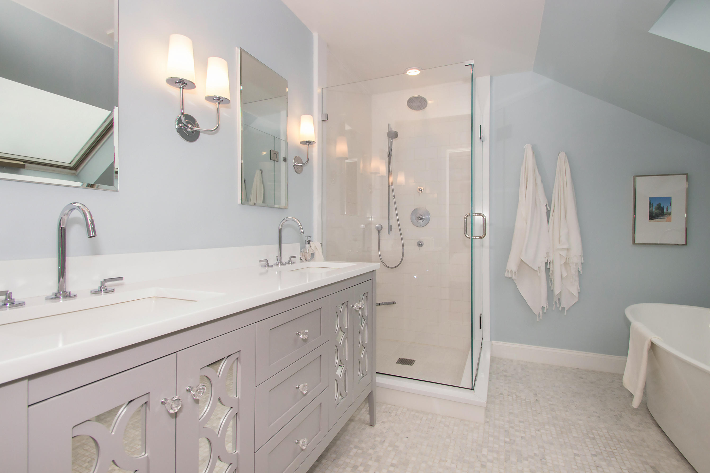 7 Ensign Road Norwalk, CT 06853 - Photo 13 of 25 a bathroom with a double vanity sink mirror and double