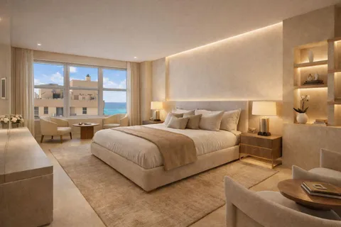 a bedroom with a bed and glass window