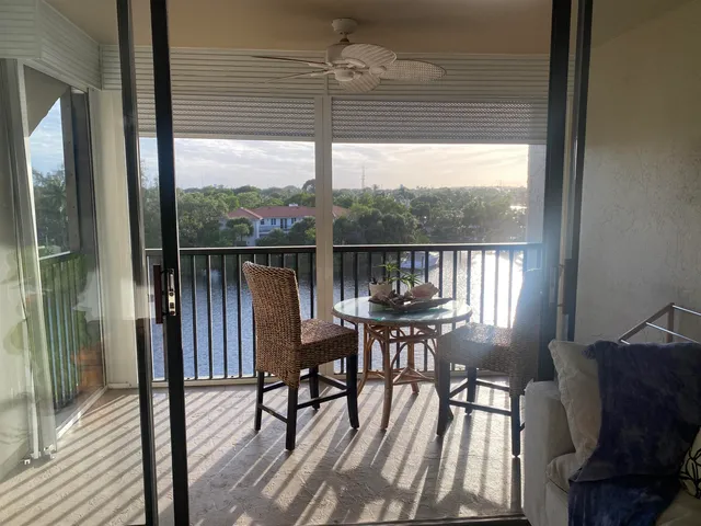 a view of a lake from a balcony