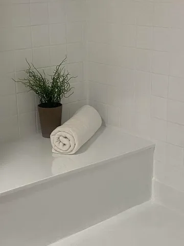a bathroom with a bathtub