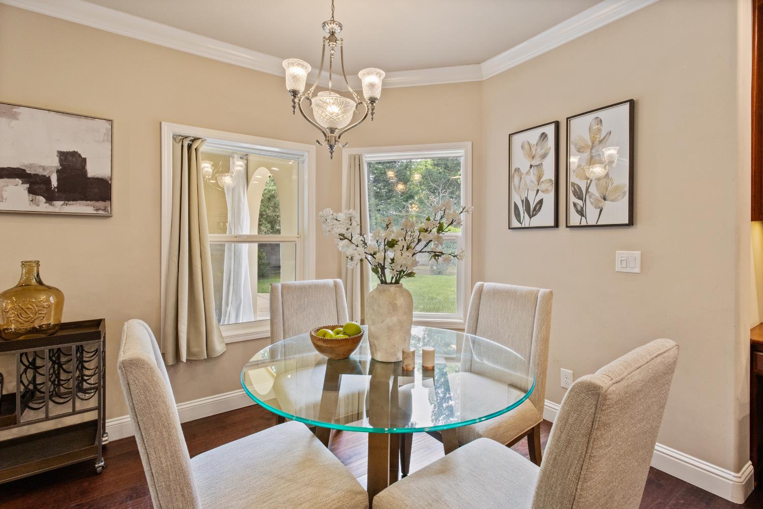 9003 Cedar Ridge Drive Granite Bay, CA 95746 - Photo 35 of 65 a view of a dining room with furniture a chandelier and wooden floor