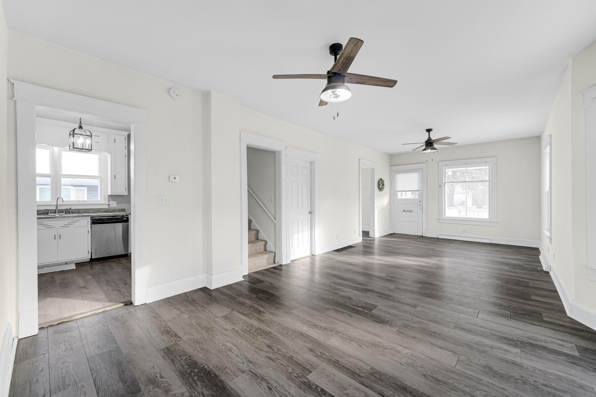 404 F Street La Porte, IN 46350 - Photo 12 of 35 a view of empty room with wooden floor and ceiling fan