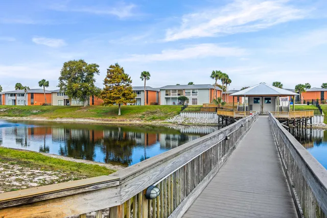 a view of swimming pool from a balcony