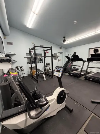 a room with gym equipment