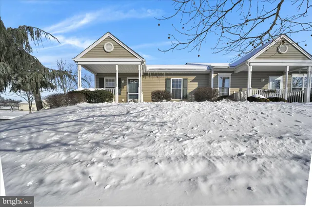 a front view of a house with a yard in front of it