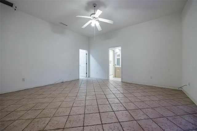 a view of a room with racks on the wall