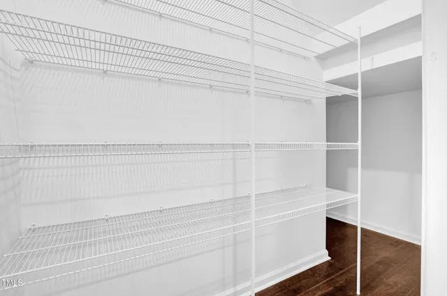 a close up view of closet