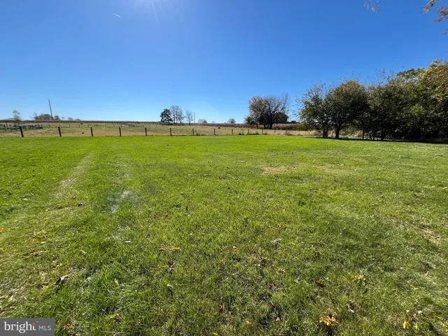 a view of a green field with lots of bushes