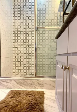 a bathroom with a shower