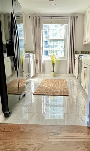 a view of a bedroom with furniture and staircase