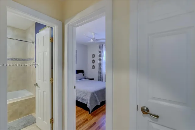 a view of a bedroom from hallway