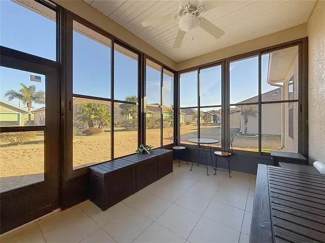 a living room with a large window