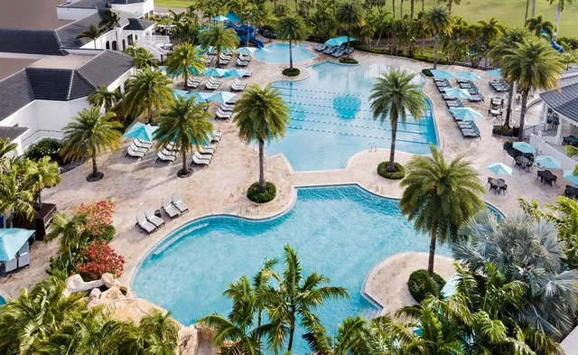 a view of an outdoor sitting area with golf course
