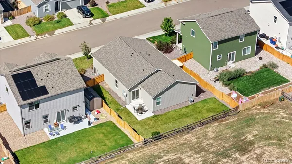 an aerial view of a house