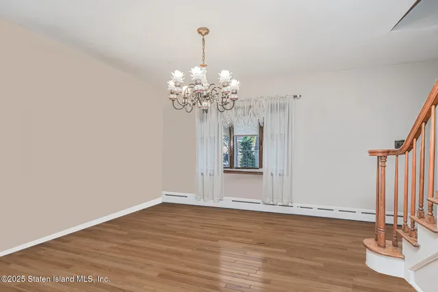 a view of a chandelier in a room