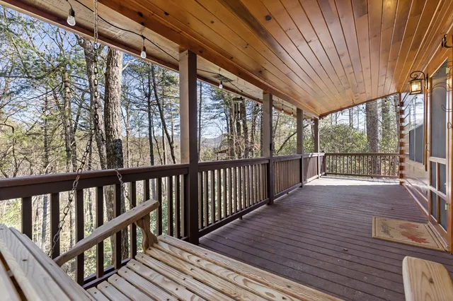 a view of a wooden deck