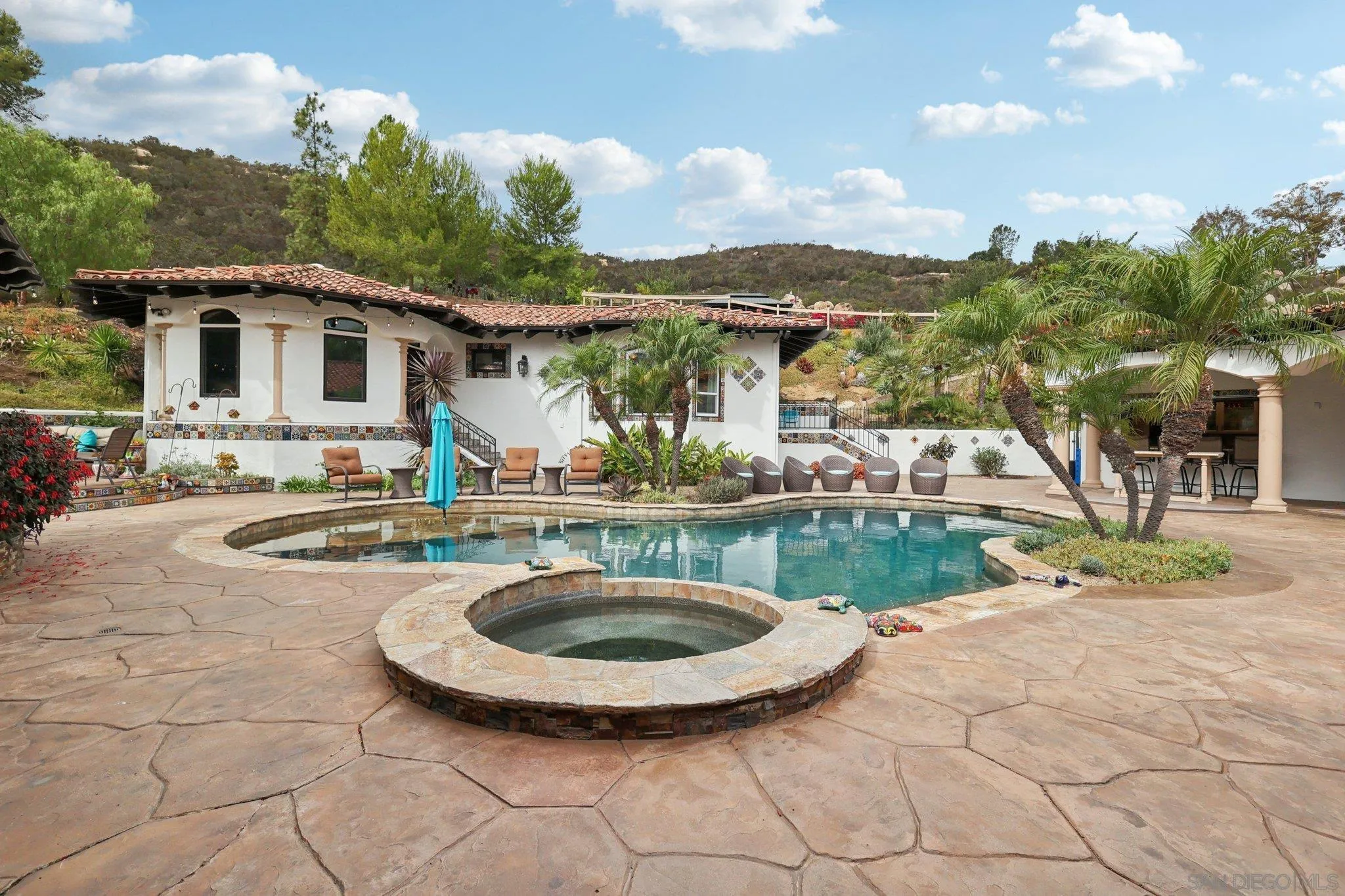 13371 Summit Circle Poway, CA 92064 - Photo 55 of 75 a view of a house with swimming pool and a yard