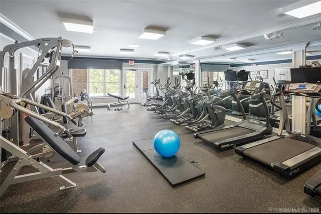 a view of a room with gym equipment