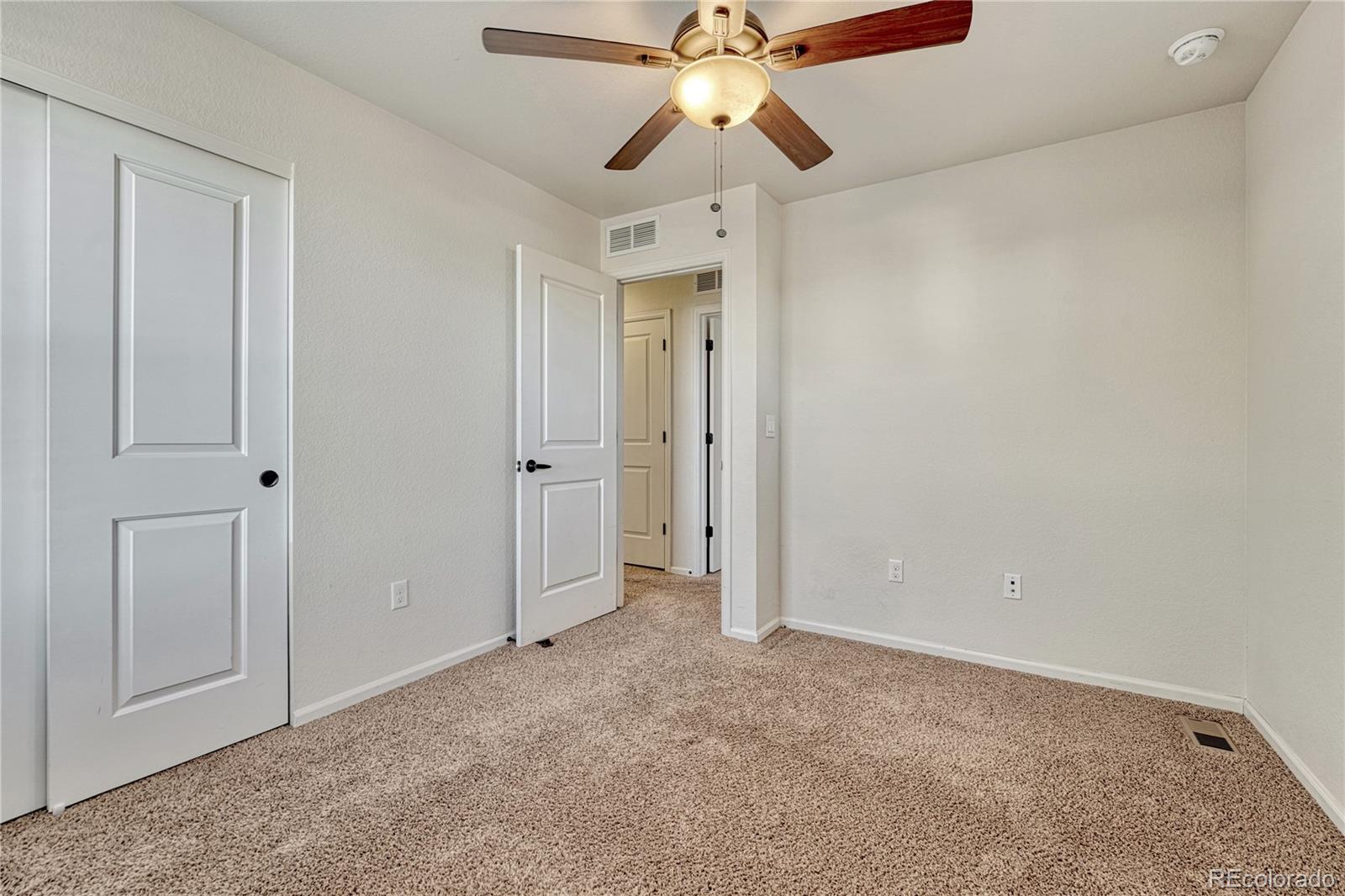 3359 Starry Night Loop Castle Rock, CO 80109 - Photo 31 of 47 an empty room with closet and a chandelier fan