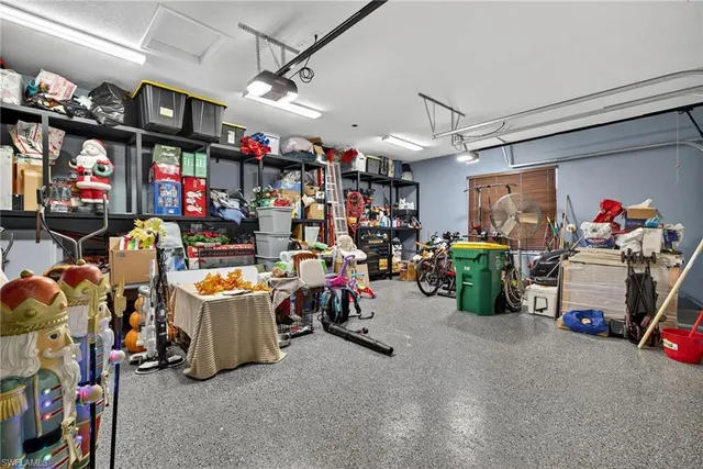 a view of a storage area with racks